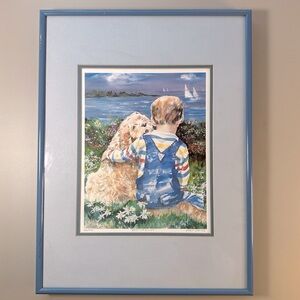 VTG Violet Skiles “Best Friends” Limited Edition‎ Framed & Matted Print Boy Dog